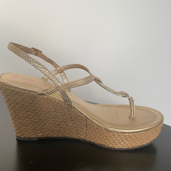 Lilly Pulitzer Good as Gold Platform Wedge Heel Size 7 - Picture 4 of 6